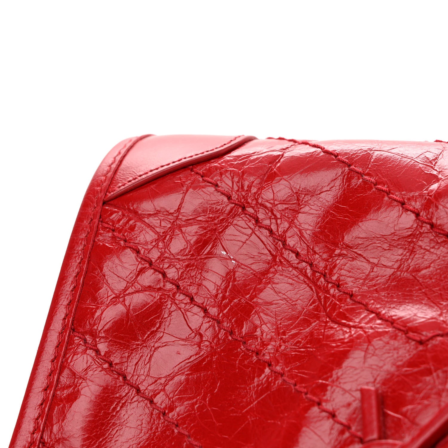 Saint Laurent Crinkled Calfskin Matelasse Monogram Niki Chain Wallet Red 11 of 12