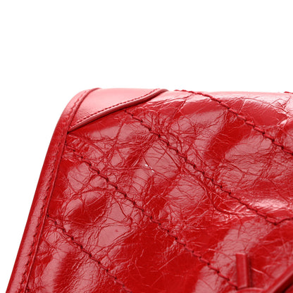 Saint Laurent Crinkled Calfskin Matelasse Monogram Niki Chain Wallet Red 11 of 12