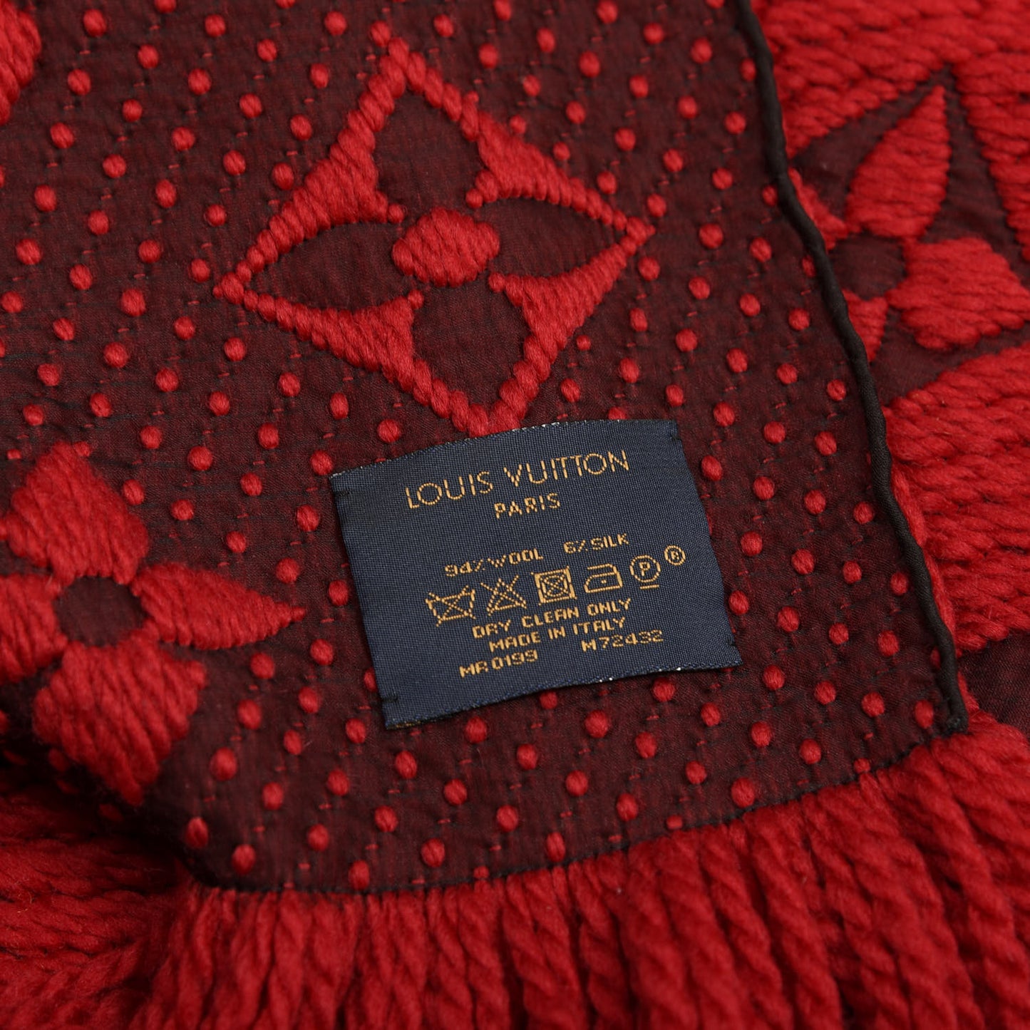 Wool Silk Logomania Scarf Rubis