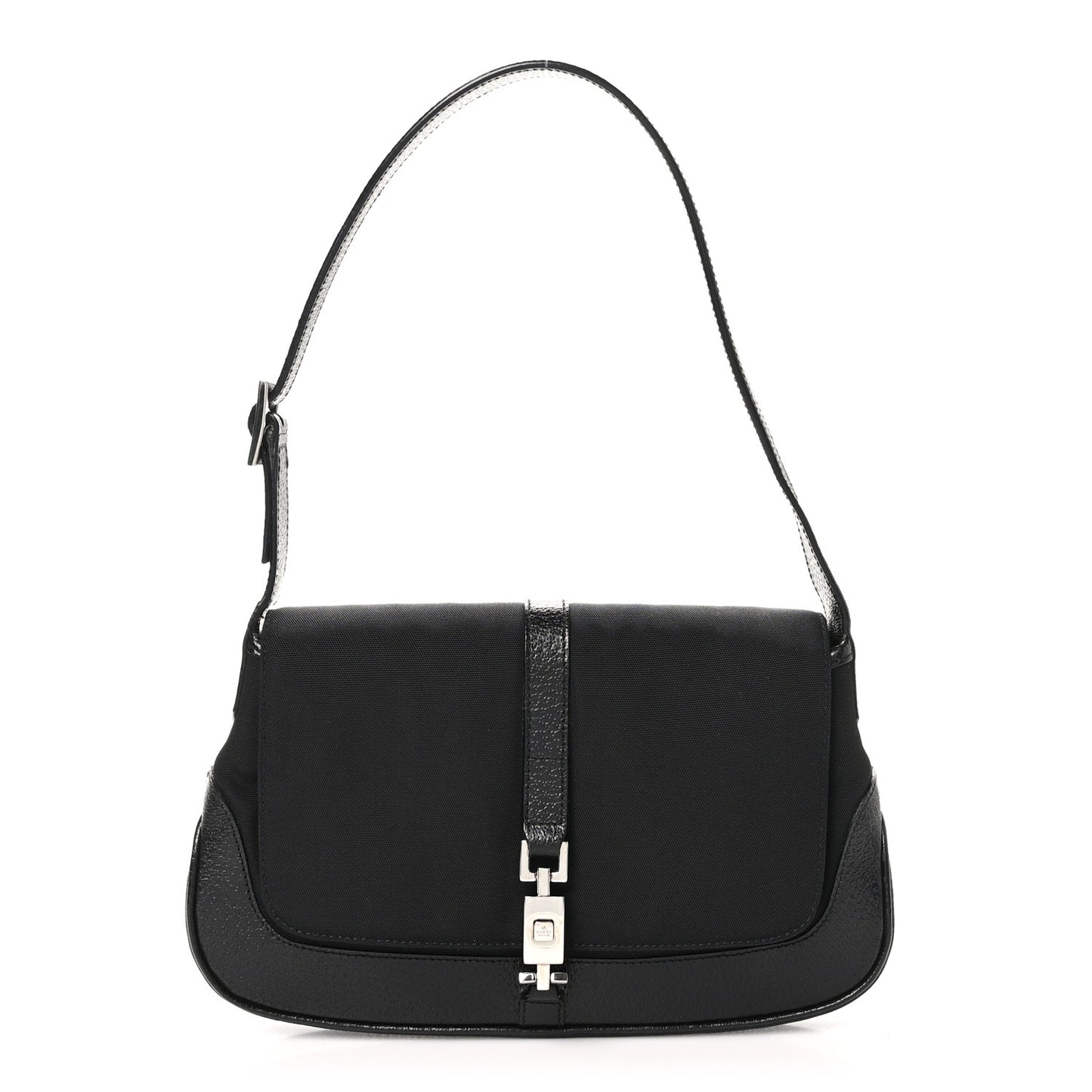Canvas Textured Dollar Calfskin Small Jackie O Hobo Black