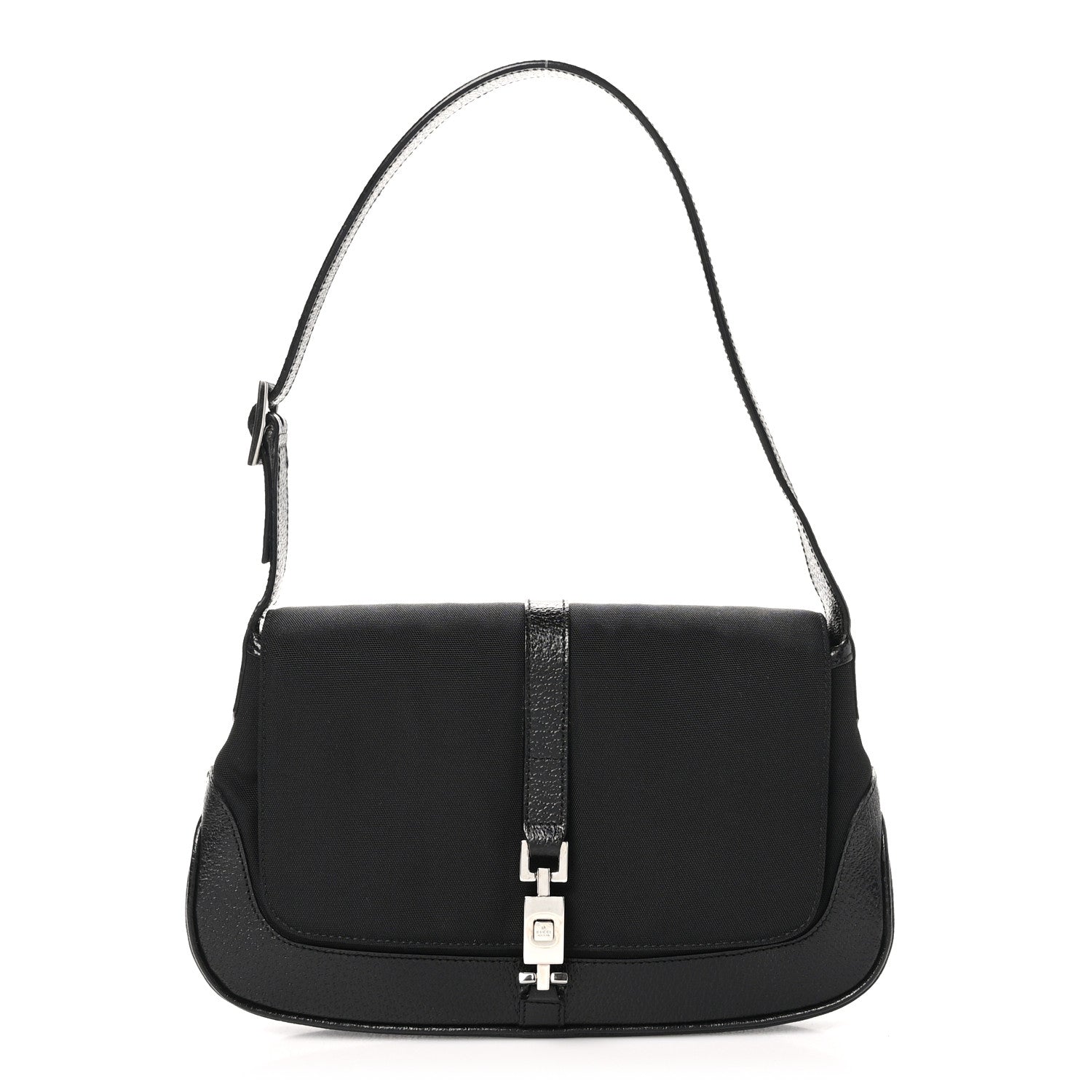 Gucci Canvas Textured Dollar Calfskin Small Jackie O Hobo Black 1 of 10