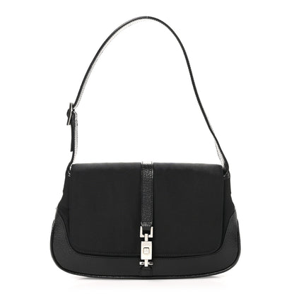 Gucci Canvas Textured Dollar Calfskin Small Jackie O Hobo Black 1 of 10