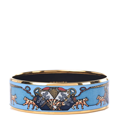 Hermes Enamel Printed Wide Snow Leopards Bracelet 65 1 of 5