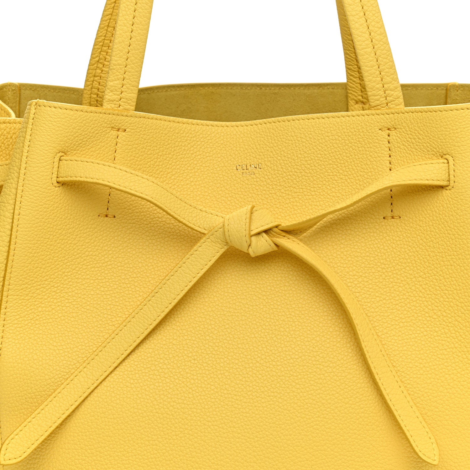 Celine Soft Grained Calfskin Small Belt Cabas Phantom Citron 7 of 12