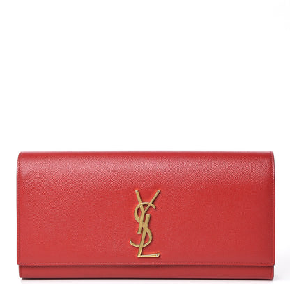 Saint Laurent Grain De Poudre Classic Monogram Cassandre Clutch New Red 1 of 10