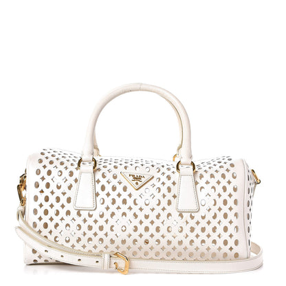 Prada Saffiano Perforated Satchel White 1 of 10