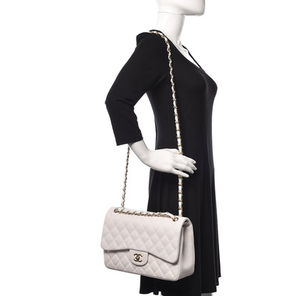 Chanel Caviar Quilted Jumbo Double Flap White 2 of 12
