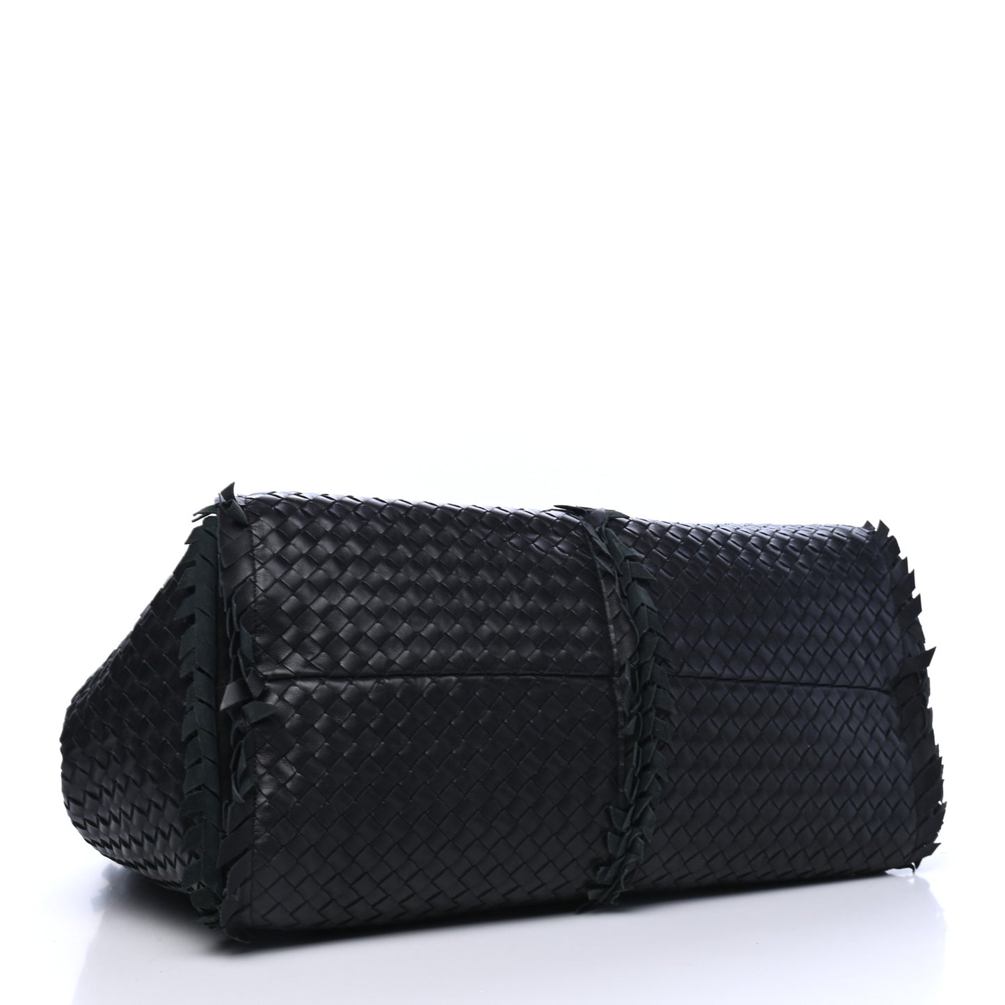 Nappa Intrecciato Large Franges Shoulder Bag Black