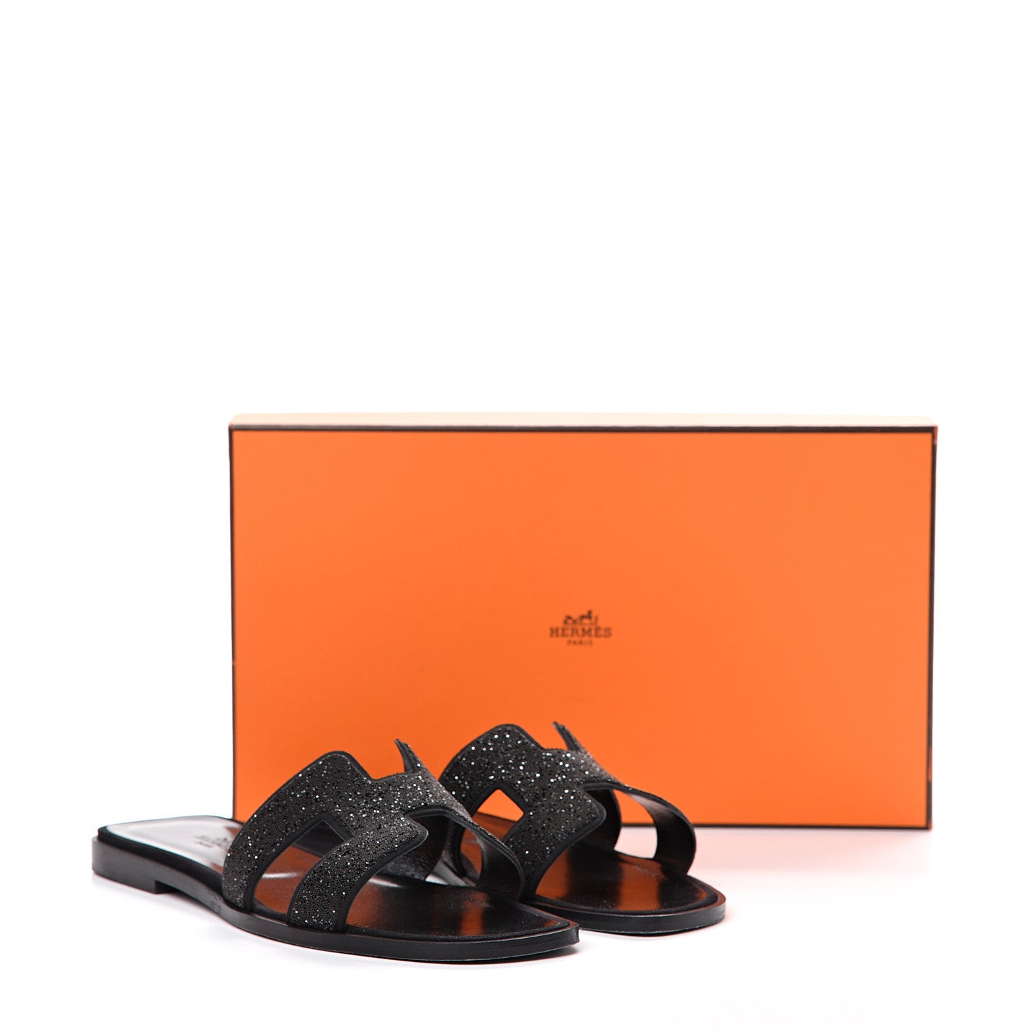 Hermes Suede Goatskin Crystal Powder Oran Sandals 37 Black 12 of 12