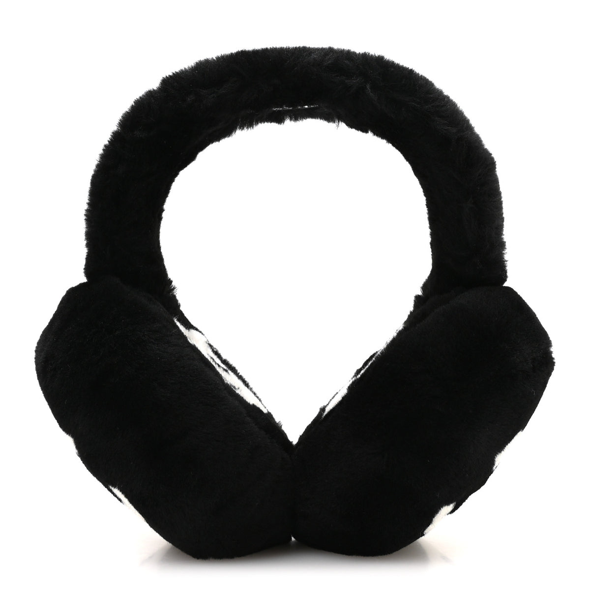 Shearling CC Ear Muffs Black White