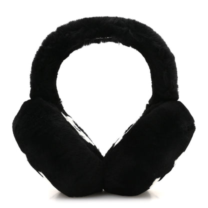 Chanel Shearling CC Ear Muffs Black White 1 of 5