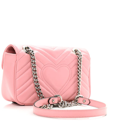 Gucci Calfskin Matelasse Mini GG Marmont Shoulder Bag Wild Rose 3 of 11