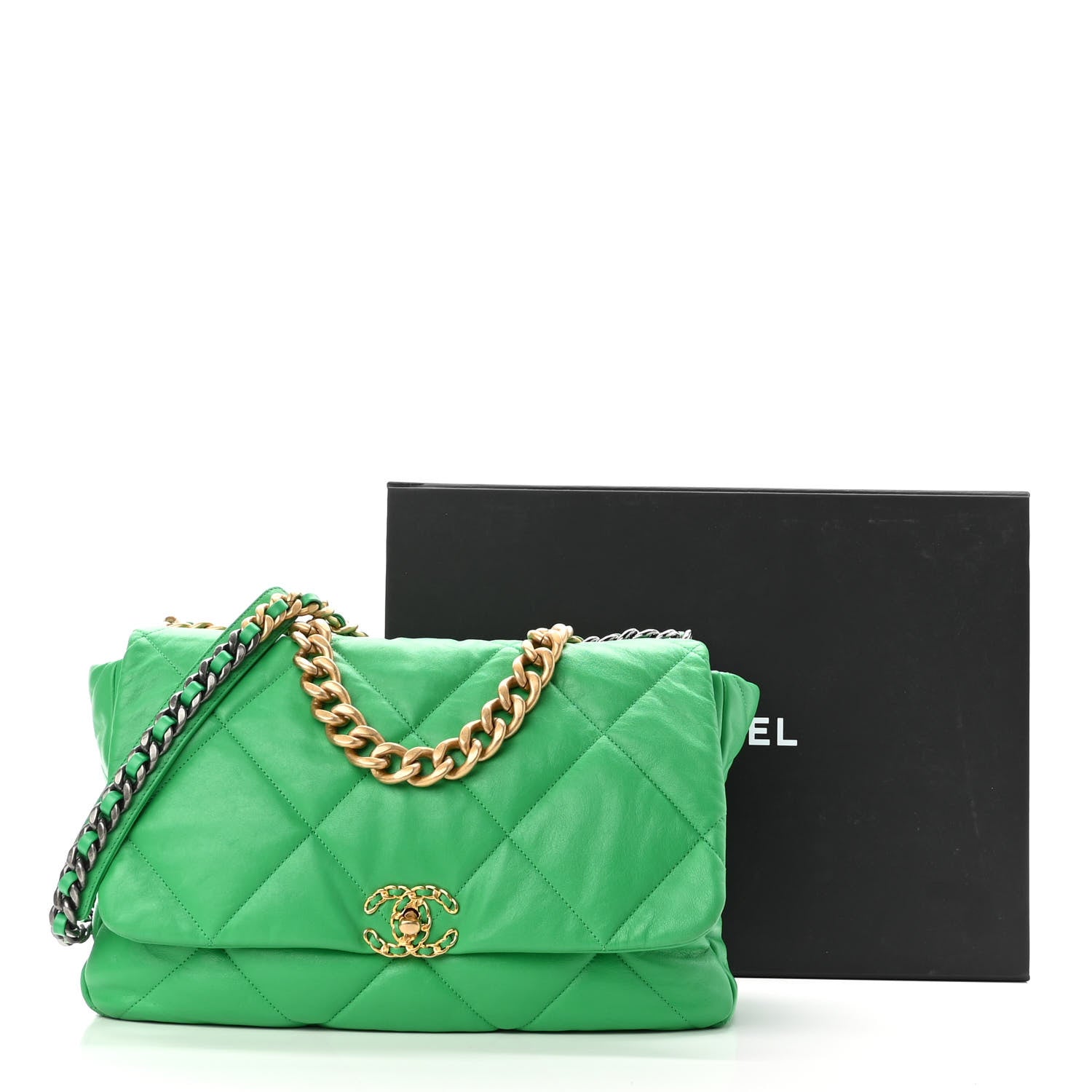 Chanel Lambskin Quilted Maxi Chanel 19 Flap Green 11 of 11