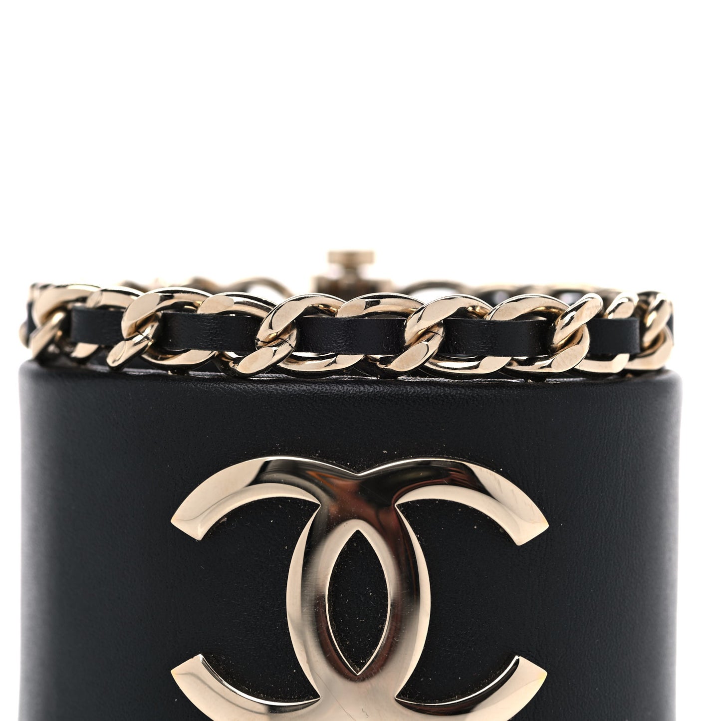 Lambskin Chain CC Cuff Black Gold