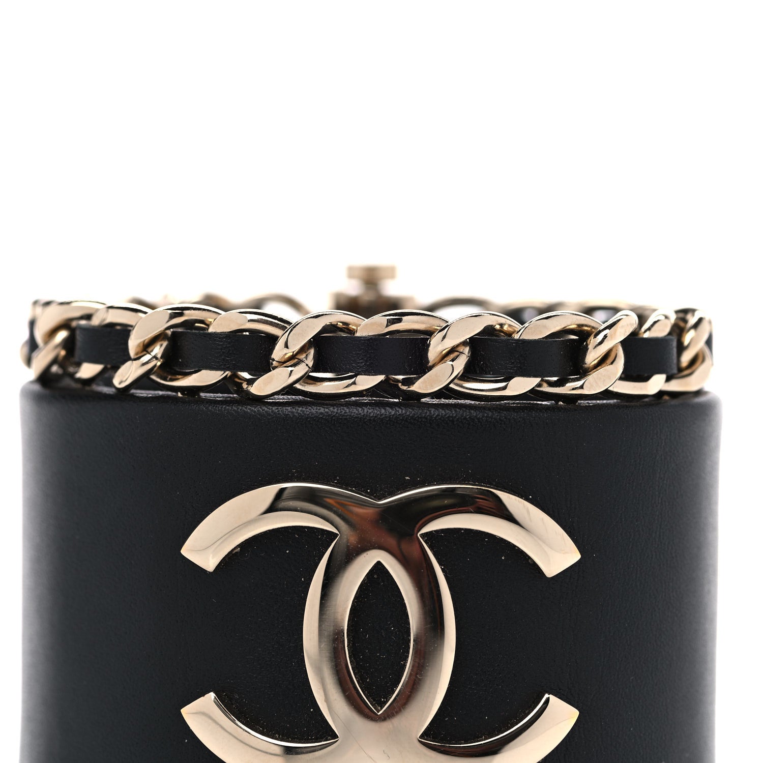 Chanel Lambskin Chain CC Cuff Black Gold 4 of 13