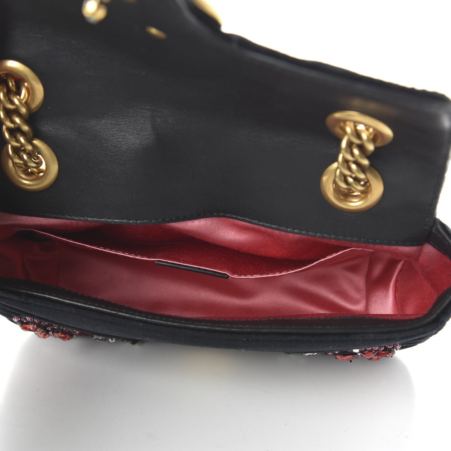 Velvet Matelasse Embroidered Mini GG Marmont Shoulder Bag Black