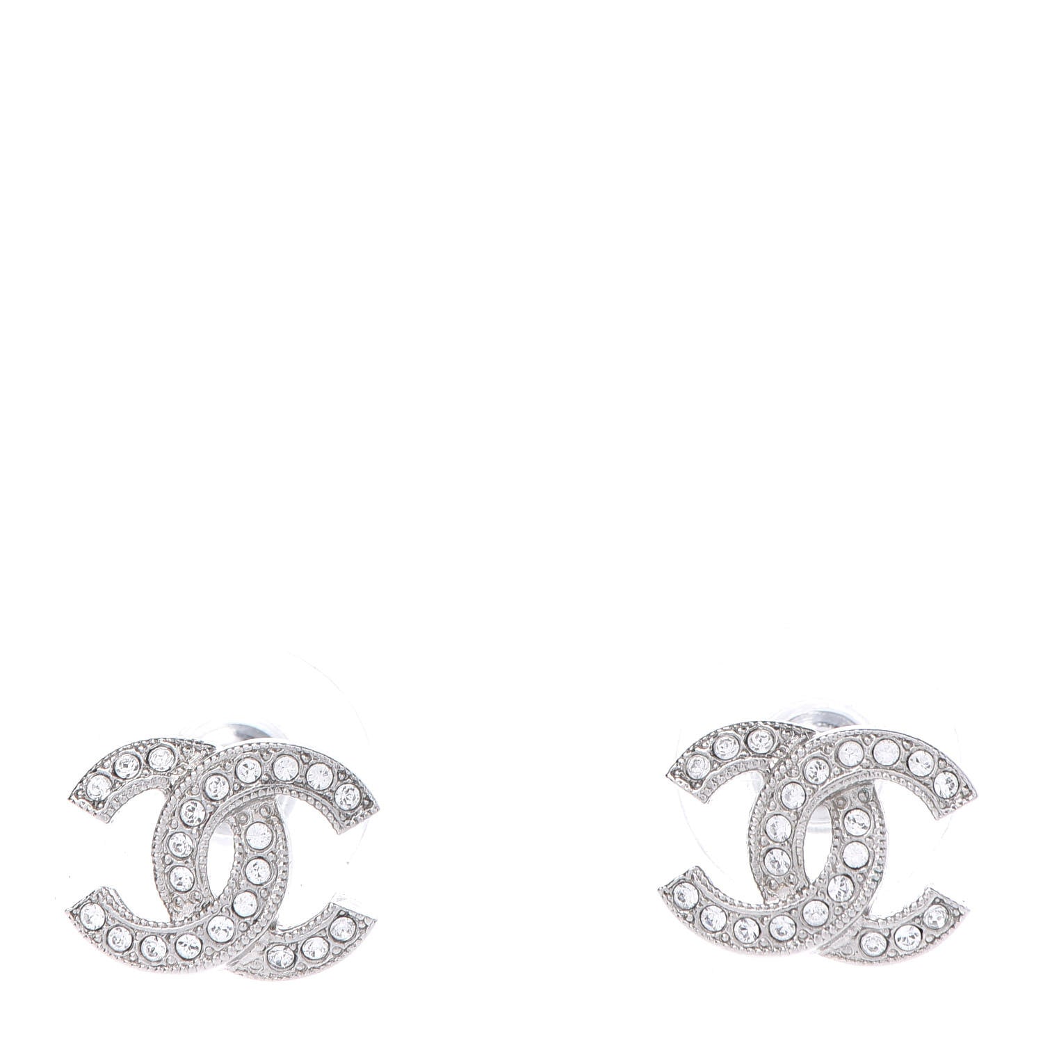 Chanel Crystal Mini Timeless CC Earrings Silver 1 of 4
