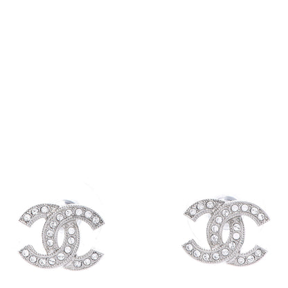 Chanel Crystal Mini Timeless CC Earrings Silver 1 of 4