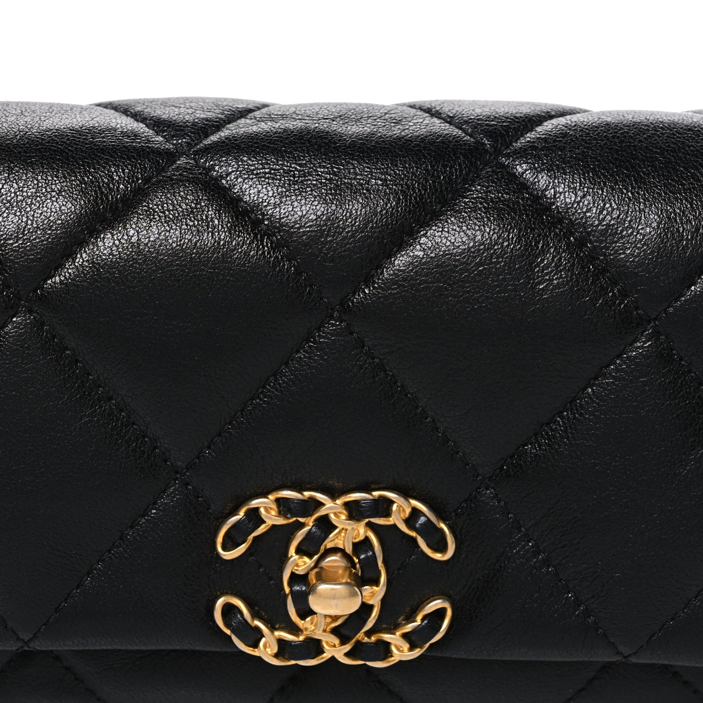 Goatskin Quilted Chanel 19 Waist Bag Black