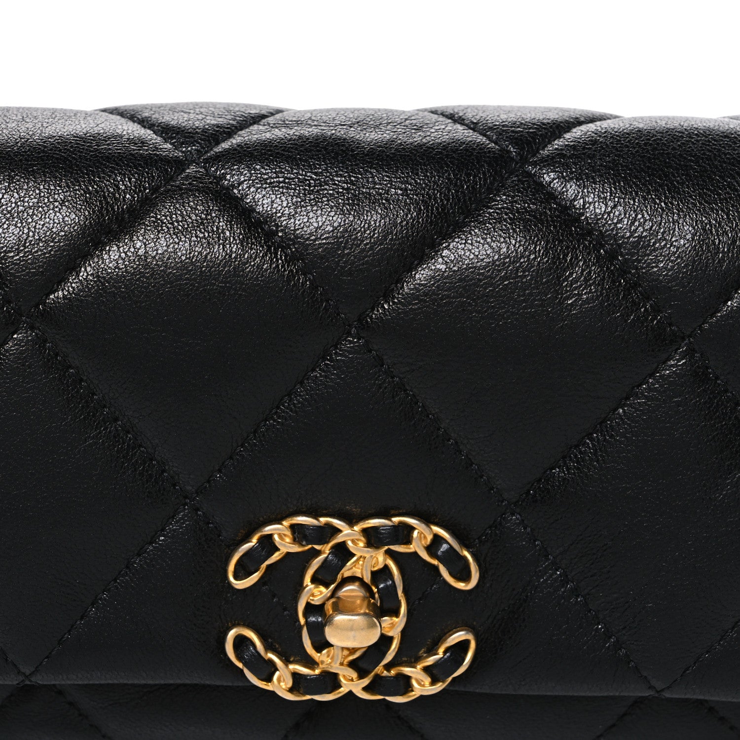 Chanel Goatskin Quilted Chanel 19 Waist Bag Black 8 of 10