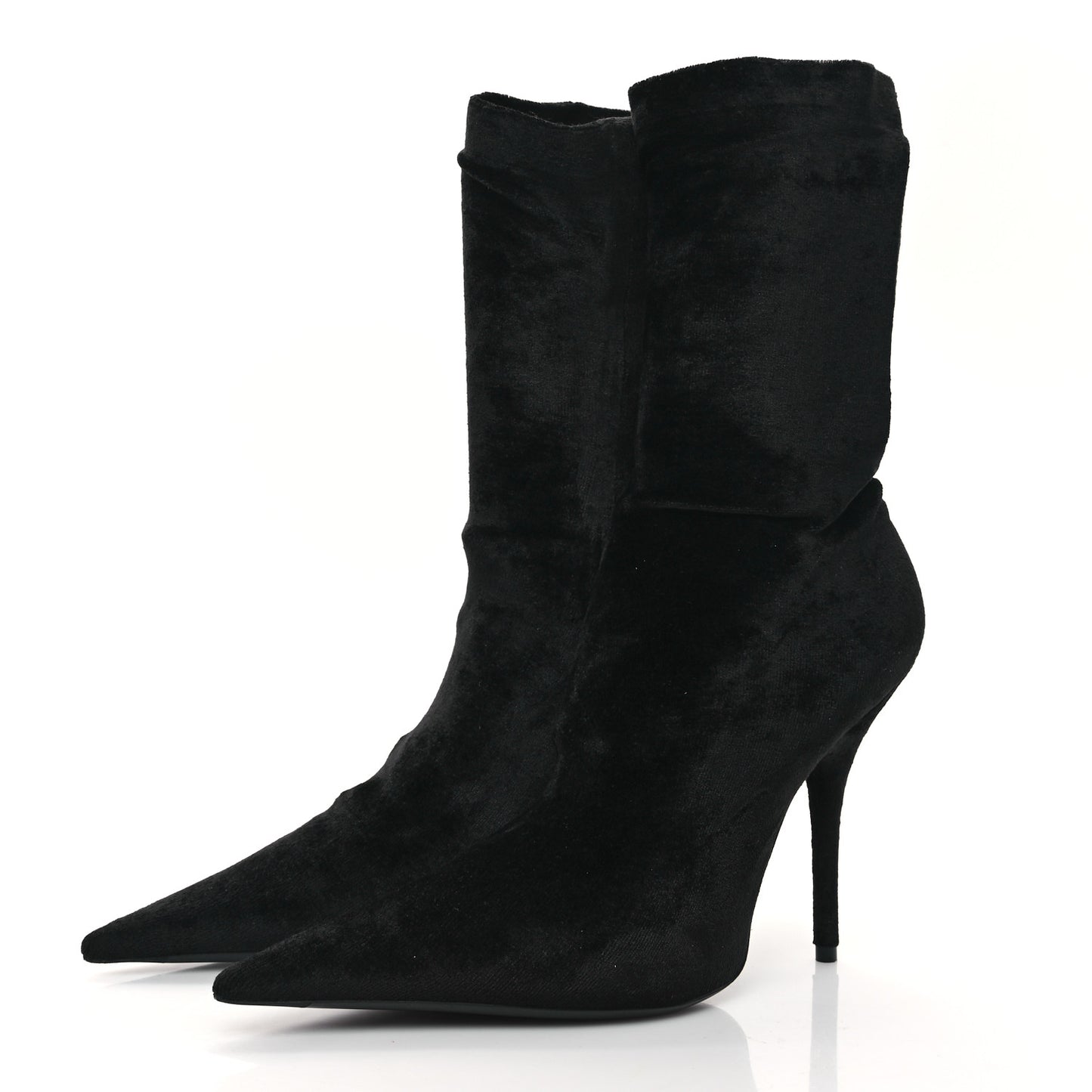 Velvet Spandex Extreme Pointed Toe Knife Ankle Boots 38 Black