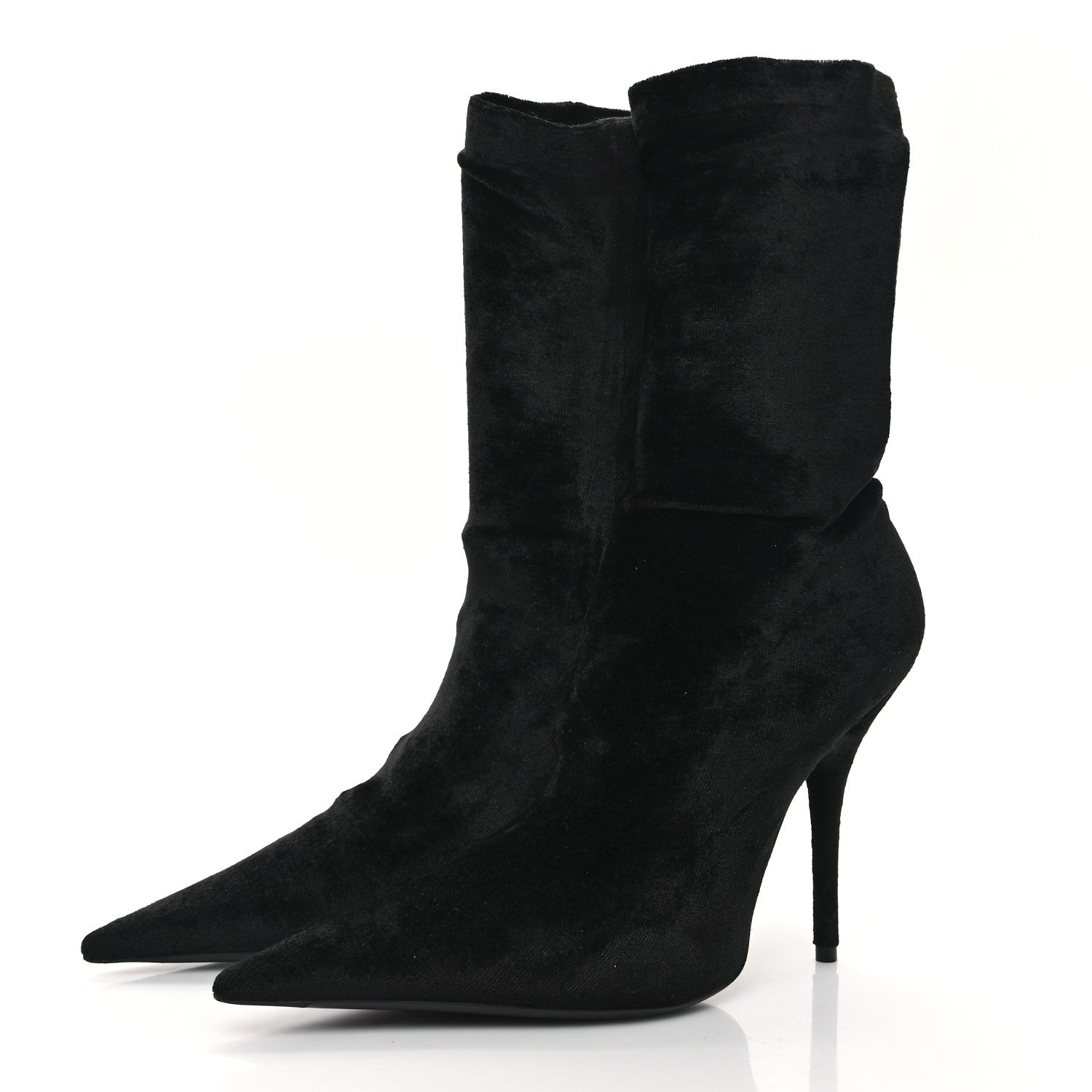 Balenciaga Velvet Spandex Extreme Pointed Toe Knife Ankle Boots 38 Black 3 of 8