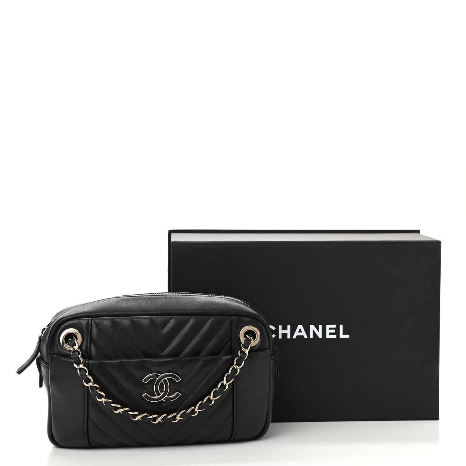 Chanel Calfskin Quilted Daily Chevron Camera Case Black 11 of 11