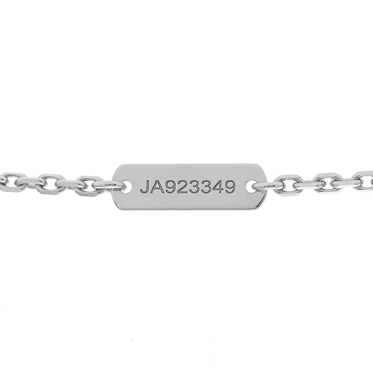 18K White Gold Diamond Guilloche Vintage Alhambra Pendant Necklace
