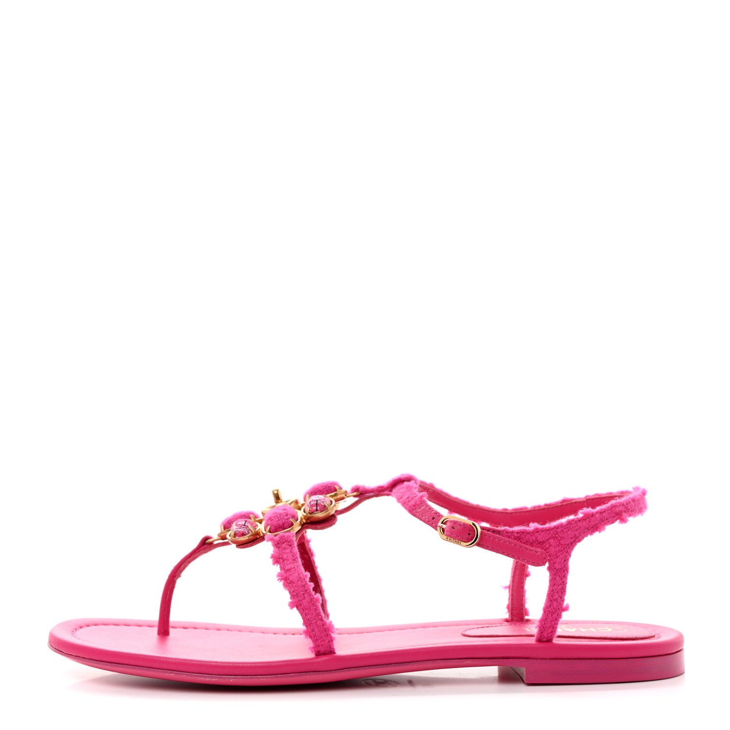 Chanel Cashmere Tweed CC Logo Thong Sandals 40 Fuchsia 1 of 8