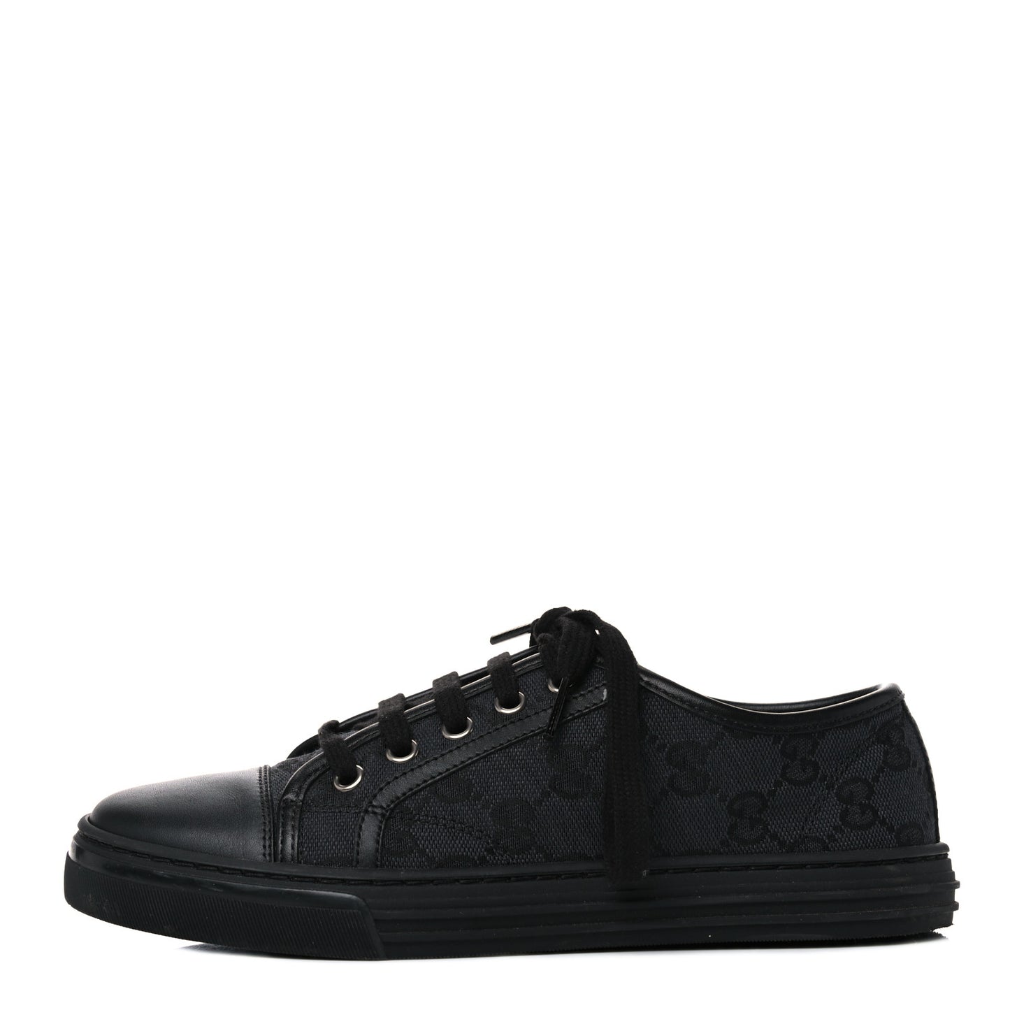 GG Monogram Calfskin Womens Low Top Sneakers 36 Piombo Black