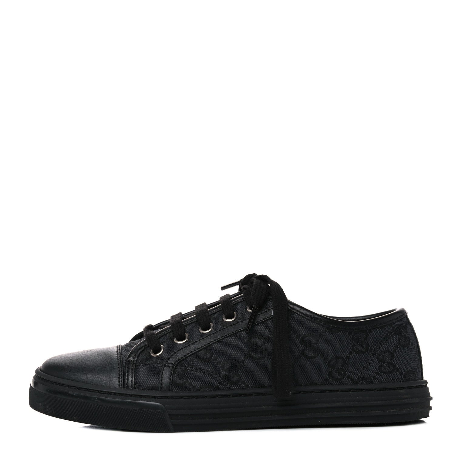 Gucci GG Monogram Calfskin Womens Low Top Sneakers 36 Piombo Black 1 of 6