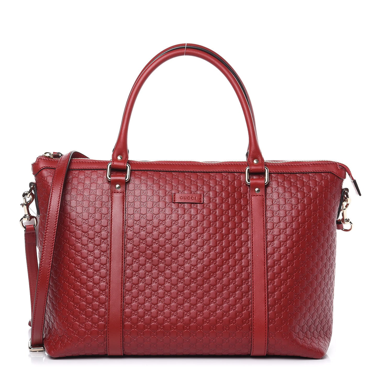 Soft Microguccissima Medium Zippered Satchel Rosso