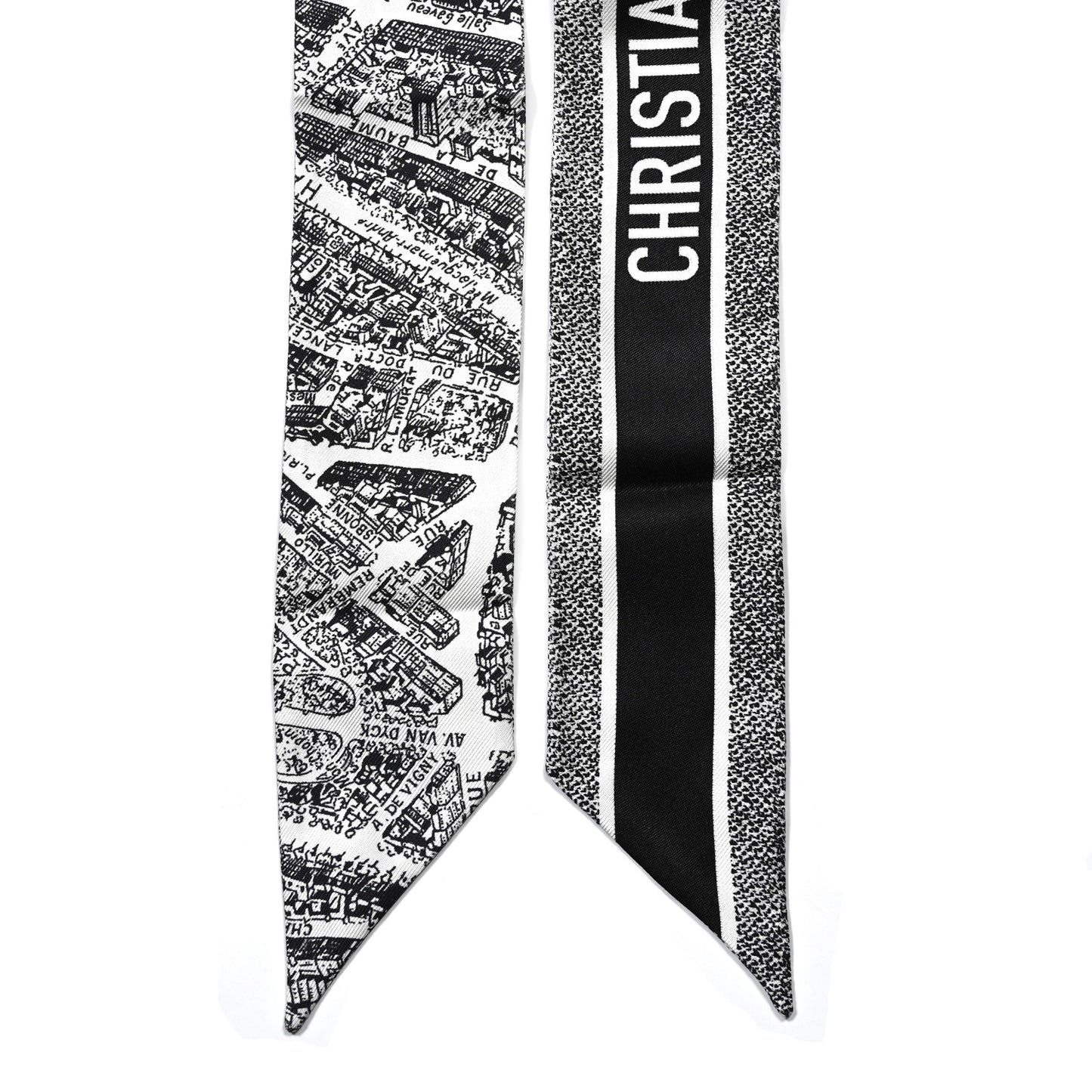 Silk Plan De Paris Mitzah Scarf White Black