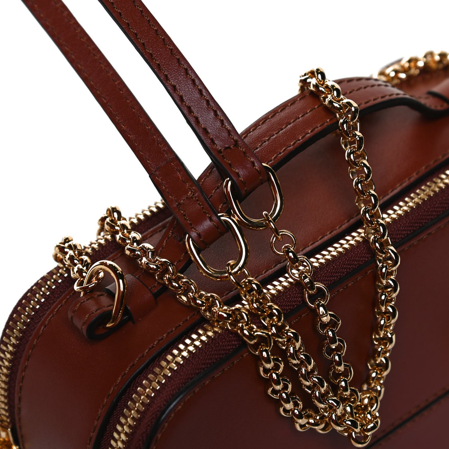 Shiny Calfskin Mini Vanity C Bag Sepia Brown