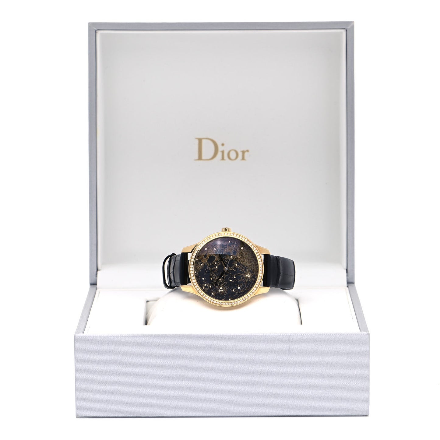 18K Yellow Gold Alligator Diamond Bezel 36mm Dior VIII Montaigne Clair De Lune Automatic Watch