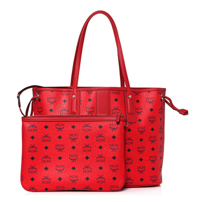 MCM Visetos Medium Liz Reversible Shopper Tote Ruby Red 1 of 19