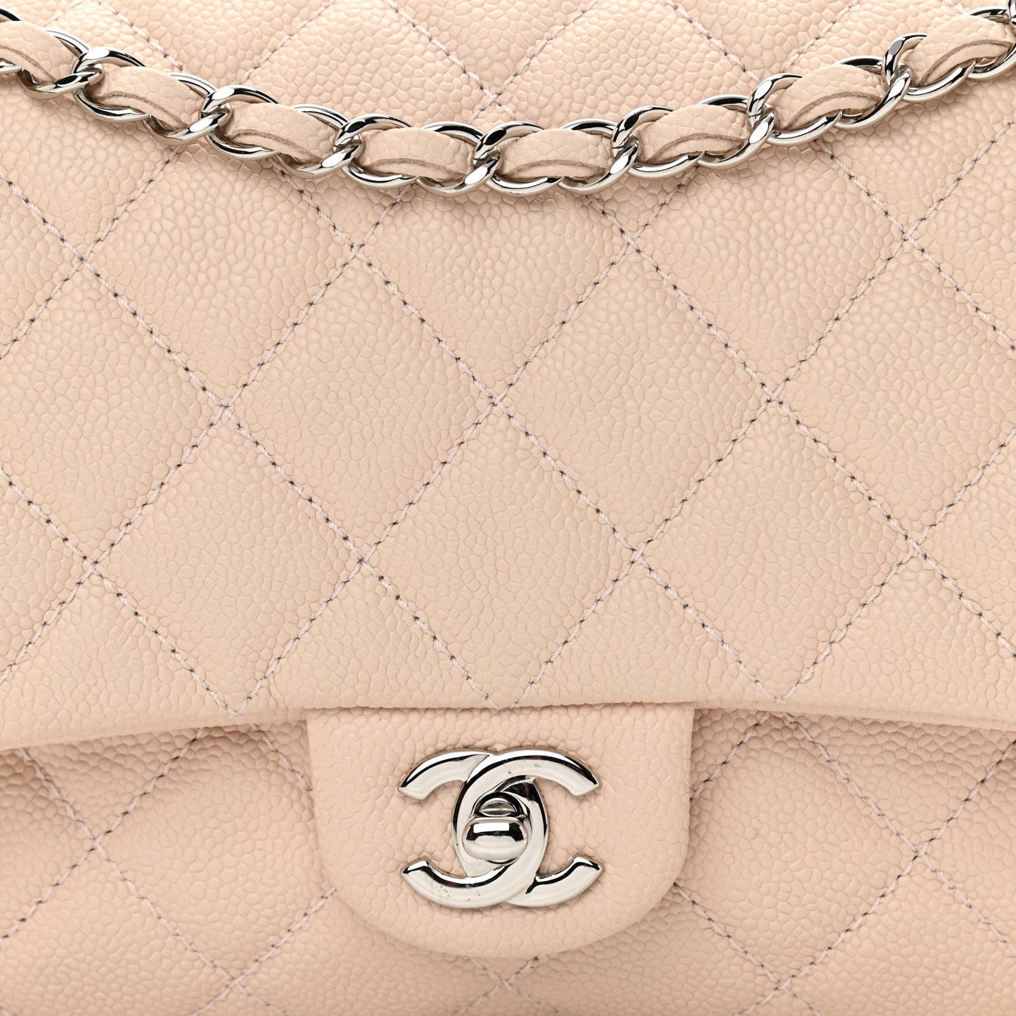 Caviar Quilted Medium Easy Flap Light Beige