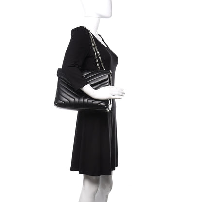Saint Laurent Calfskin Y Quilted Monogram Medium Loulou Chain Satchel Black 2 of 10
