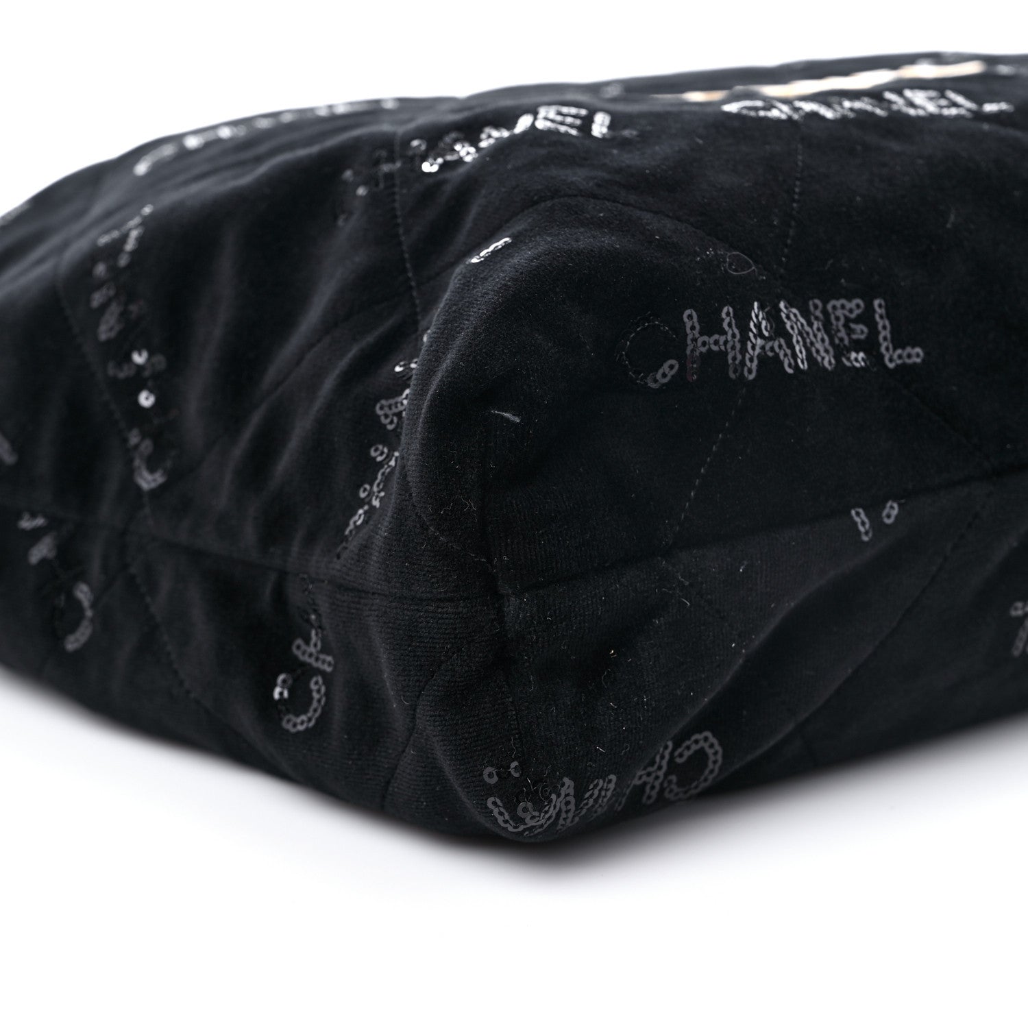 Chanel Velvet Sequin Quilted Chanel 22 Black 8 of 10
