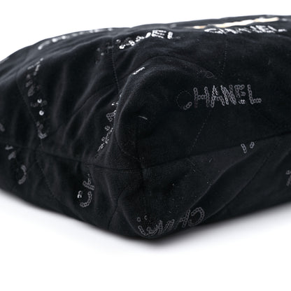 Chanel Velvet Sequin Quilted Chanel 22 Black 8 of 10