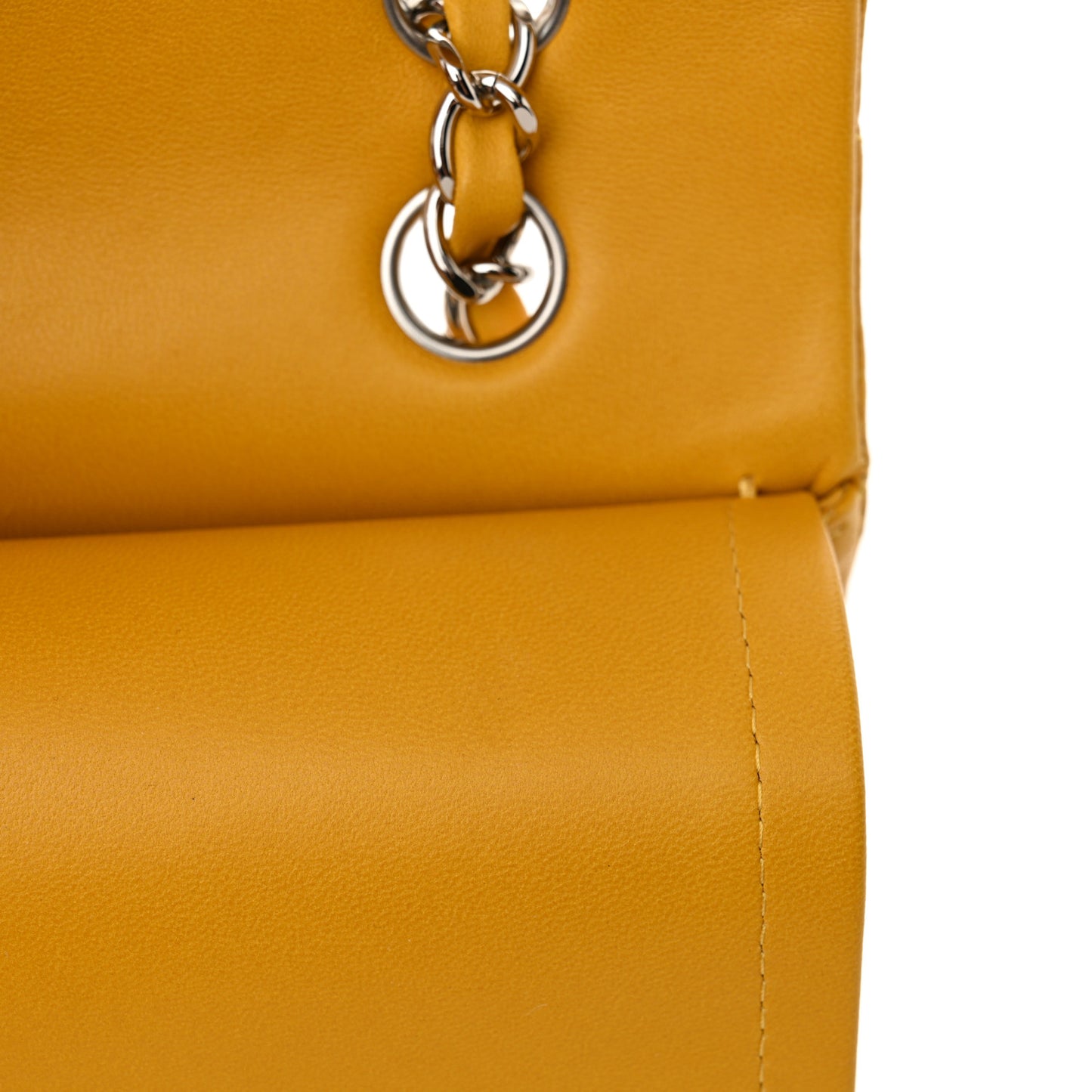 Lambskin Quilted Medium Double Flap Yellow