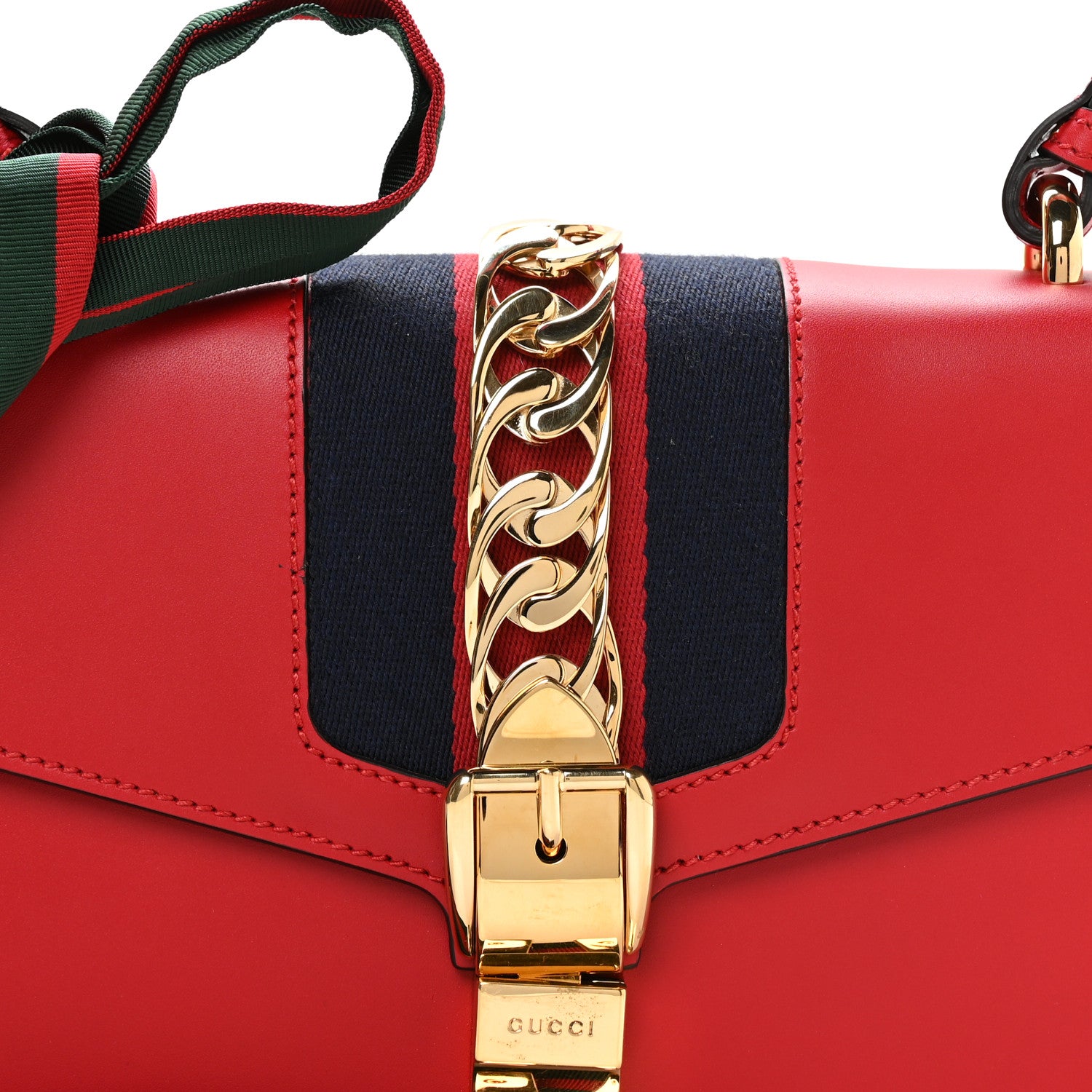 Gucci Calfskin Small Sylvie Shoulder Bag Hibiscus Red 8 of 10