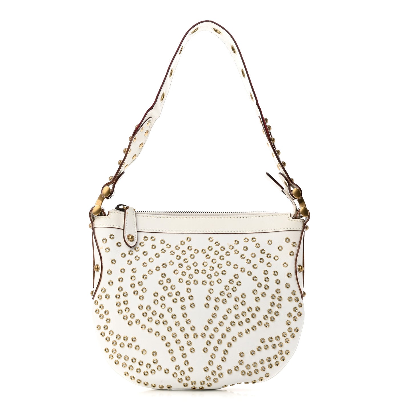 Calfskin Studded Small Pelham Shoulder Bag White