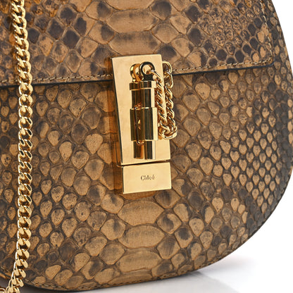 Chloe Snakeskin Mini Drew Shoulder Bag Curry Yellow 7 of 13