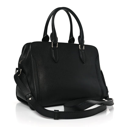 Alexander McQueen Pebbled Calfskin Small Skull Padlock Zip Around Tote Black 3 of 9