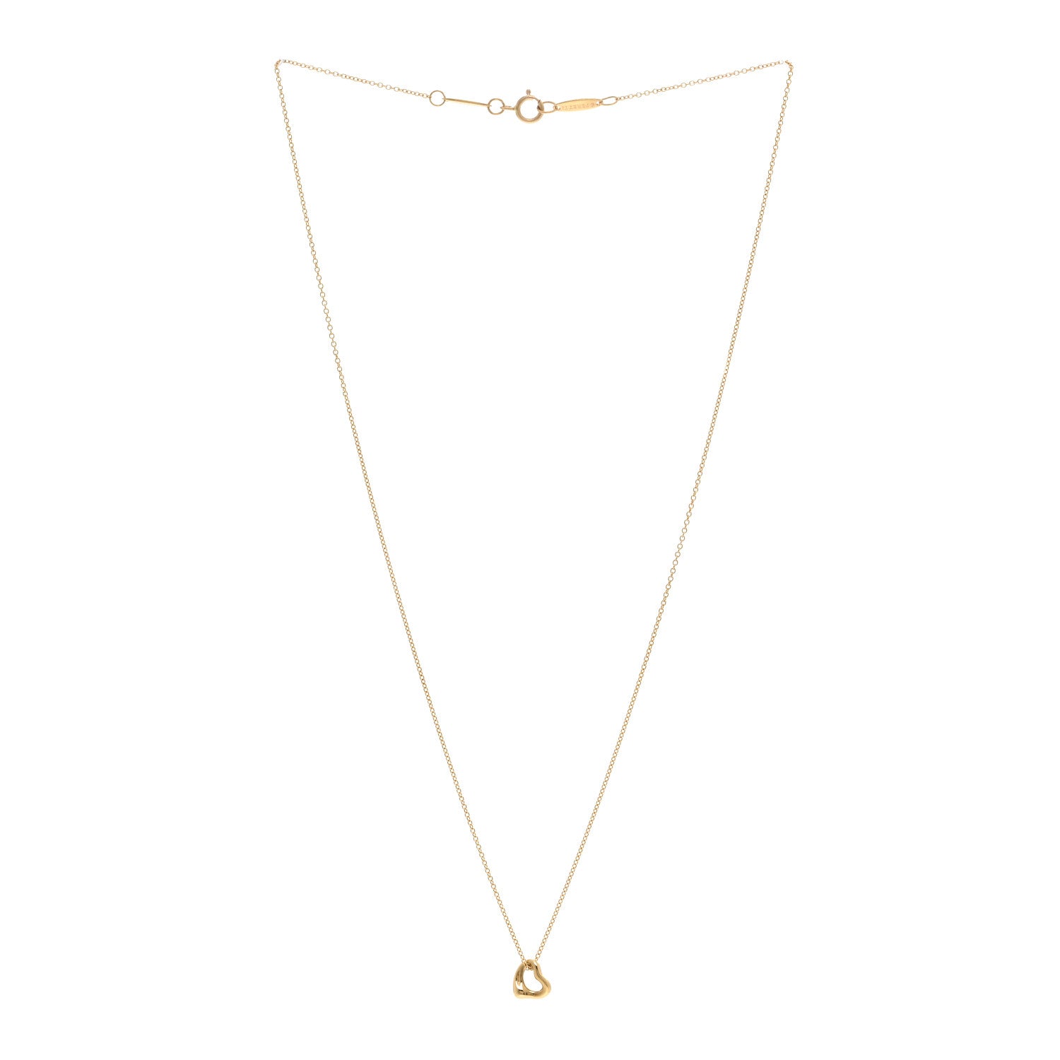 Tiffany 18K Yellow Gold 7mm Elsa Peretti Open Heart Pendant Necklace 3 of 4