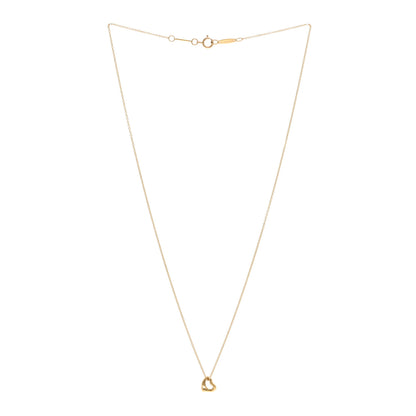 Tiffany 18K Yellow Gold 7mm Elsa Peretti Open Heart Pendant Necklace 3 of 4