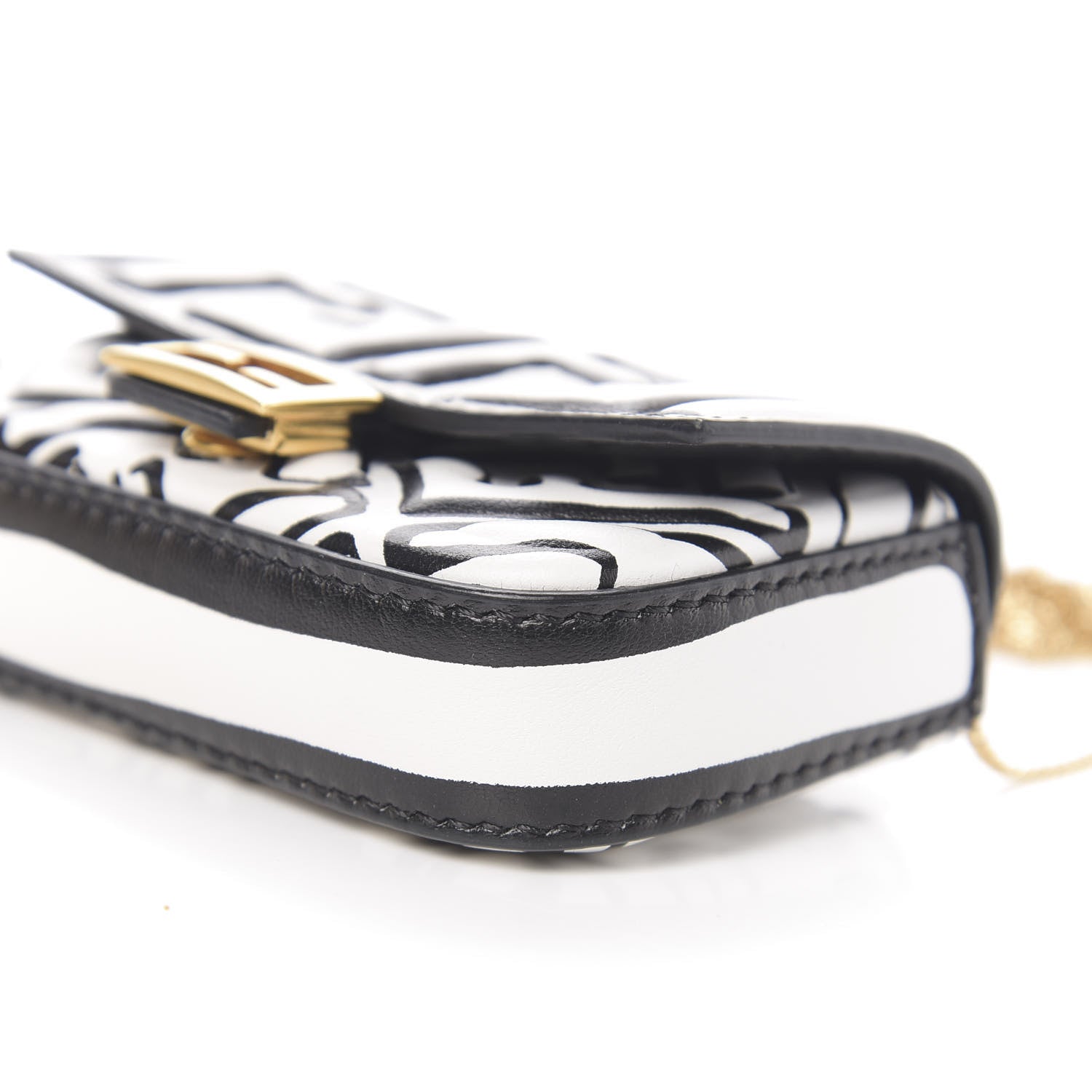 Fendi X JOSHUA VIDES Nappa Vitello King FF Embossed Nano Baguette Charm White Black 8 of 10