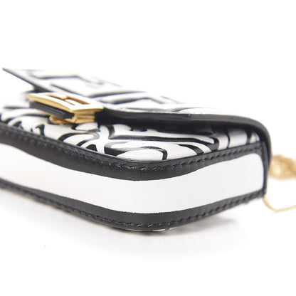 Fendi X JOSHUA VIDES Nappa Vitello King FF Embossed Nano Baguette Charm White Black 8 of 10