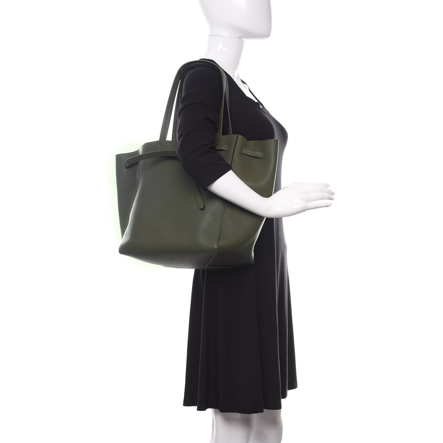 Soft Grained Calfskin Medium Cabas Phantom Dark Khaki